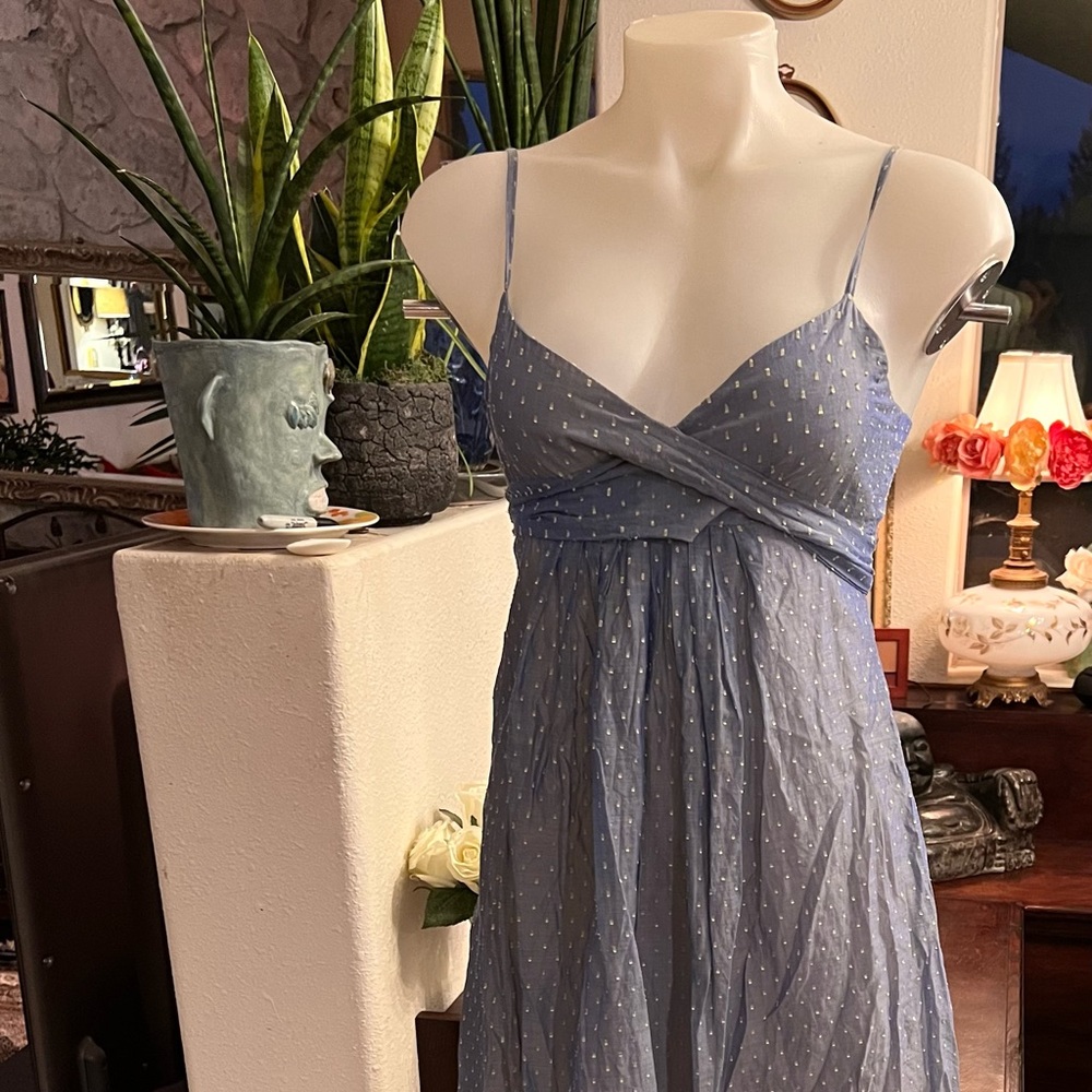 Review Australia summer dress; light blue; great condition; material:cotton/silk